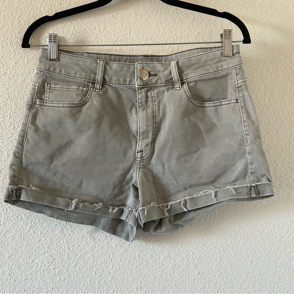 American Eagle Women’s High Rise Shortie Shorts 8 Super Stretch Olive Gray - Picture 1 of 9